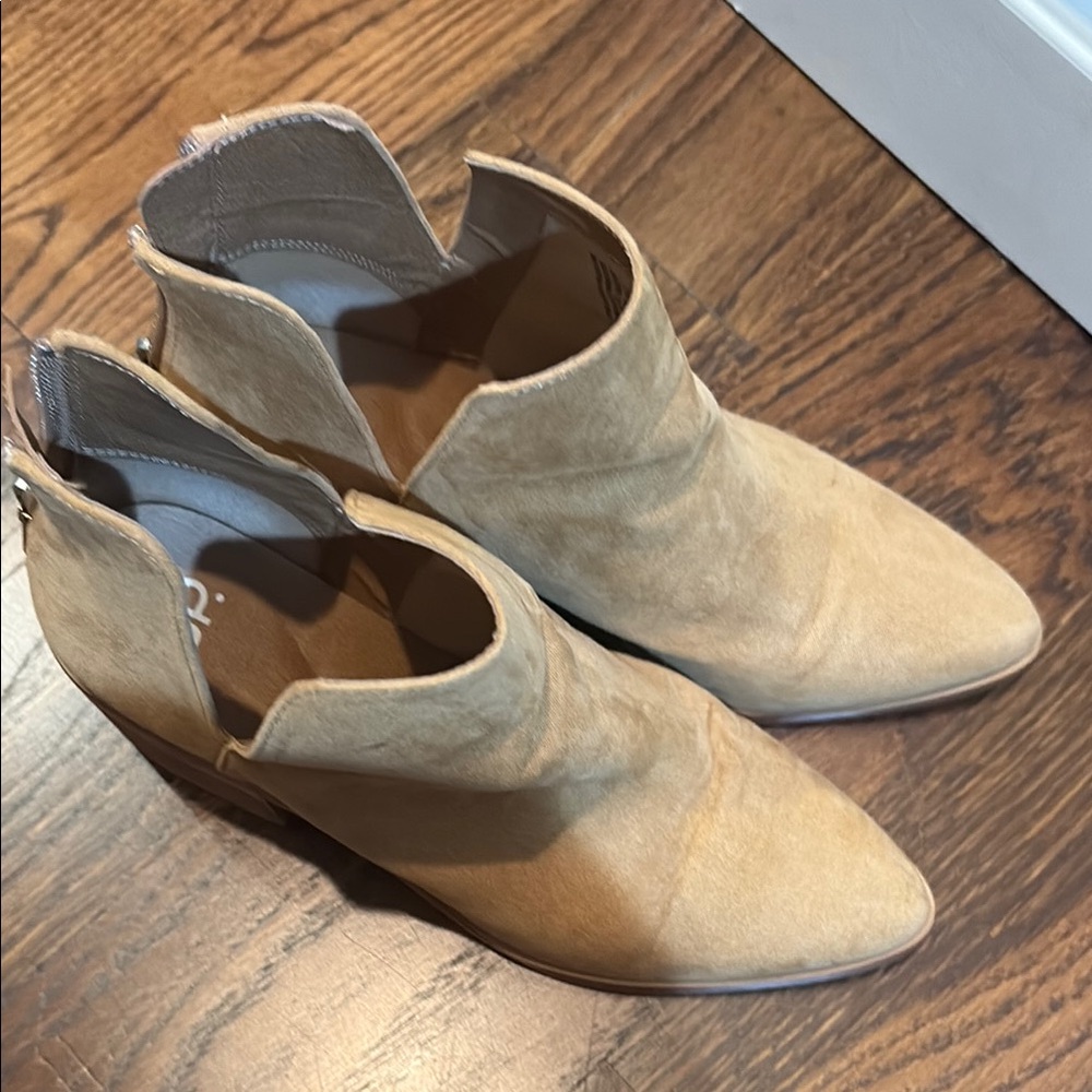 BP Tan Ankle Booties with Cutout Design